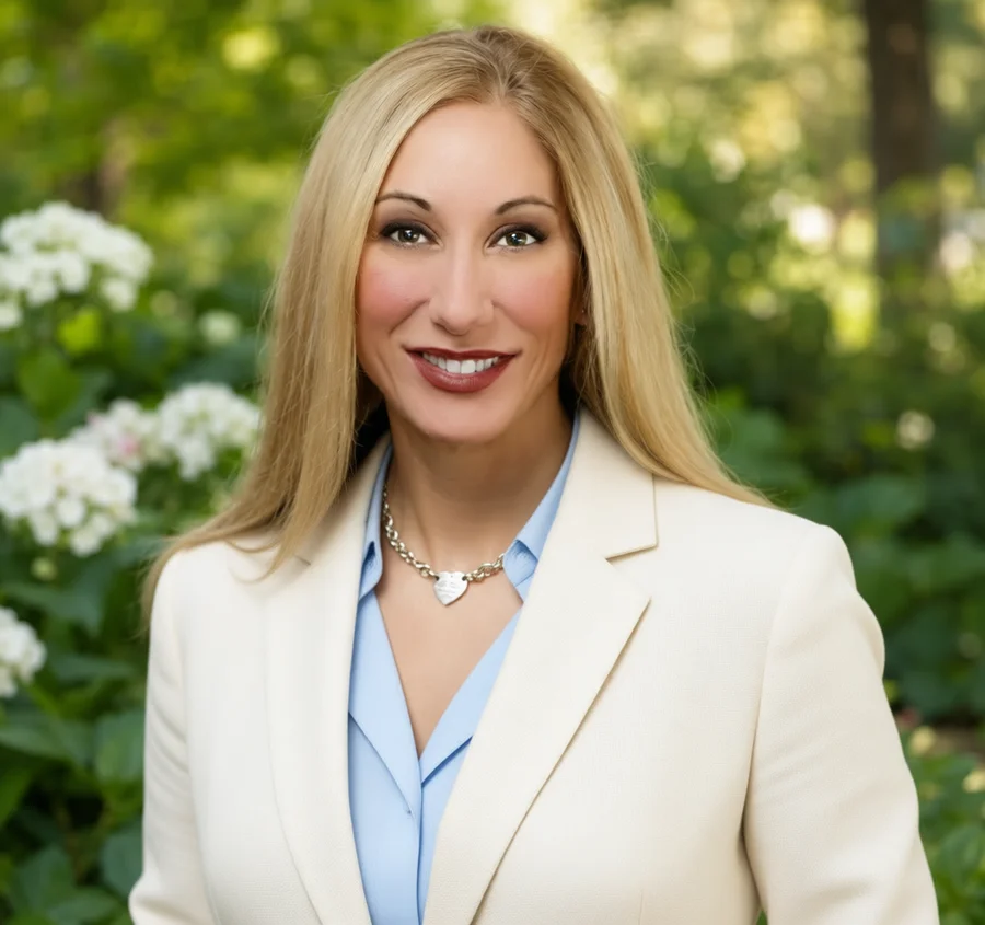 Sheri L. Testani, DNP speaking portrait in garden setting