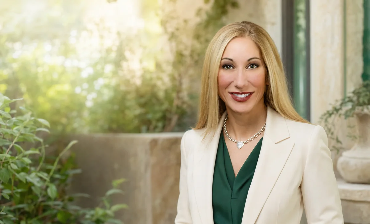 Sheri L. Testani, DNP — founder of Flourish by Design, in garden setting